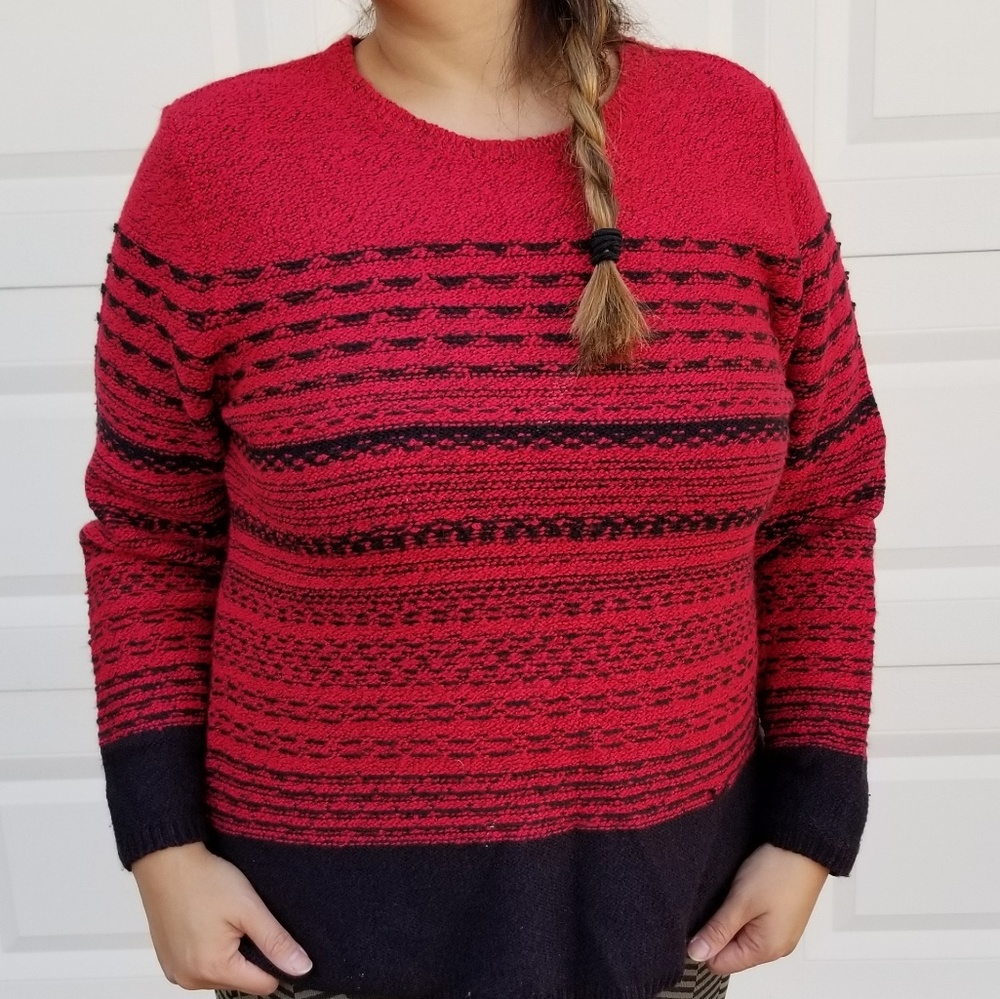 Karen Scott Petites Red and Black Sweater Size XLP